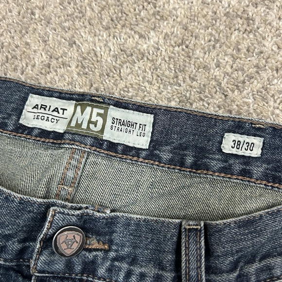 Ariat M5 Straight Jeans Mens 38X30 Blue Denim Legacy Cotton Western Cowboy - Picture 7 of 12